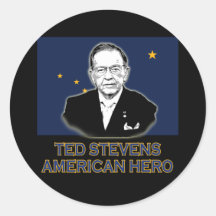 Senator Ted Stevens T-shirt,  American Hero Round Stickers