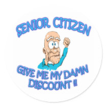 Senior citizen saying "Give me my damn discount"