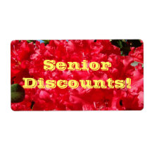 Senior Discounts! labels stickers Red Rhodies