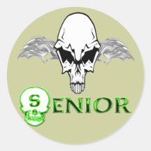 Senior - Skull Wings Round Stickers