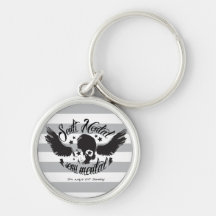 Sentimental, semi mental skull graphic art. keychain