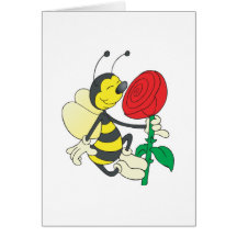sentir heureux mignon d'abeille s'est levé cartes de vœux