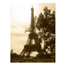 Sepia Eiffel Tower Postcard