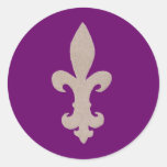 sepia Fleur De Lis Round Sticker