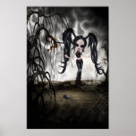 Sepia Goth Girl Vignette Print
