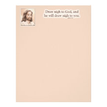 Sepia Jesus Art Bible Quote - James 4:8 Letterhead Template