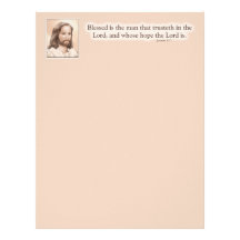 Sepia Jesus Art Bible Quote - Jeremiah 17:7 Letterhead Design