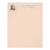 Sepia Jesus Art Bible Quote - Philippians 4:13 Customized Letterhead