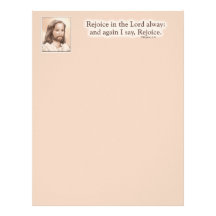 Sepia Jesus Art Bible Quote - Philippians 4:4 Letterhead Template