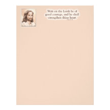 Sepia Jesus Art Bible Quote - Psalm 27:14 Customized Letterhead