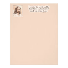 Sepia Jesus Art Bible Quote - Psalm 34:4 Letterhead Design
