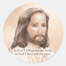 Sepia Jesus Art Bible Quote - Psalm 56:4 Stickers