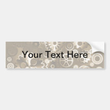 Sepia metallic gears bumper sticker