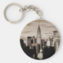 Sepia New York City Ink Sketch Keychains
