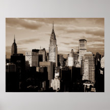 Sepia New York City Ink Sketch Poster