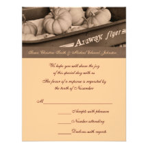 Sepia Pumpkins Wagon Wedding Response RSVP Card Custom Invite