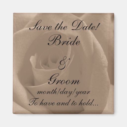 Sepia Rose Save the Date! Magnets
