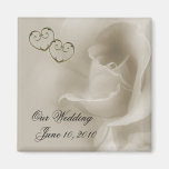 Sepia Rose with Gold Hearts Magnet