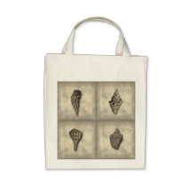 Sepia Sea Shell Quartet Tote Bag