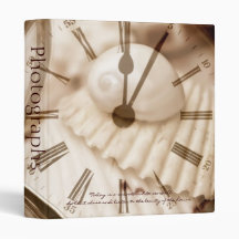 Sepia Seashells & Time Quote 1" Photo Album 3 Ring Binder