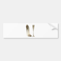 Sepia Stiletto Shoe and Celebration Champagne Bumper Stickers