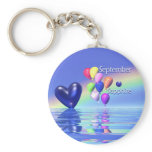 September Birthday Sapphire Heart keychains