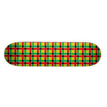 Serape Red Yellow Green Plaid Skate Board Deck