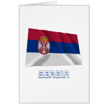 Serbia Waving Flag with Name Greeting Card