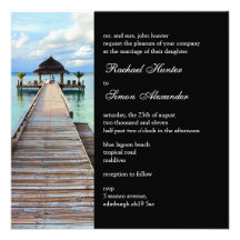 Serenade Jetty Maldives Beach Wedding -black Personalised Invitation