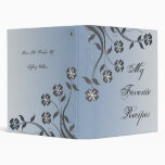 Serene and Silver Floral Swirl Recipe Book 3 Ring Binders