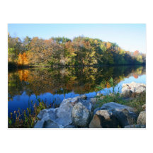 serene scene on the river bank postcard