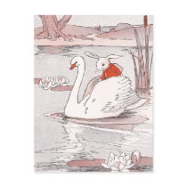 Serene Swan Gives Rabbit a Lift Post Card