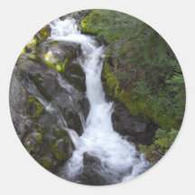 Serene Waterfall Round Stickers