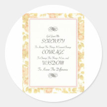Serenity Poem with Rose Border Round Stickers