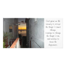 Serenity Prayer Photocard with Caribbean Sunset Custom Photo Card