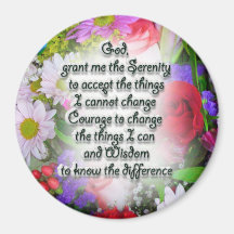 Serenity Prayer with Flowers Refrigerator Magnet