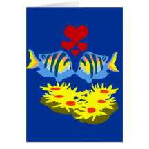 Sergeant Major fish kissing blank card