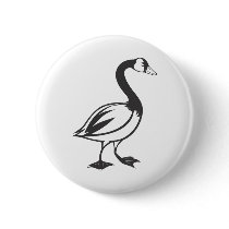 Serious Canada Goose Bird in Black and White Pins