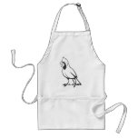 Serious Cardinal Bird in Black and White aprons