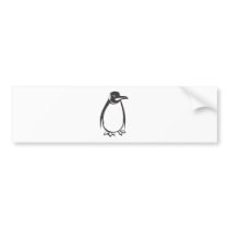 Serious Emperor Penguin Bird in Black and White Bumper Stickers