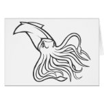 Serious Giant Squid in Black and White Cards