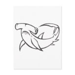 Serious Hammerhead Shark in Black and White postcards