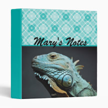 Serious Iguana Portrait 3 Ring Binders