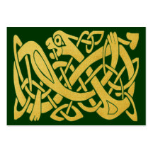 Serpent d'or celtique sur le carte de visite vert-