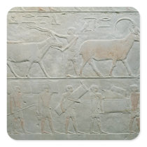 Servants driving an oryx and an antelope square sticker