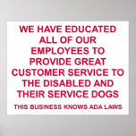 Service Dog Friendly Large Sign Posters