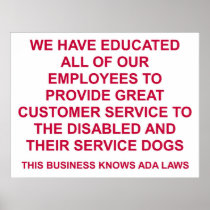 Service Dog Friendly Large Sign Posters