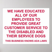 Service Dog Friendly Large Sign Posters