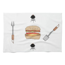 Serviette de plat mignonne de gril et d'hamburger linges de cuisine