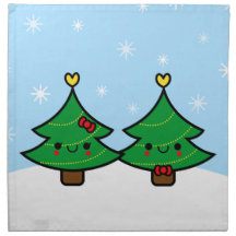 Serviettes adorables de couples d'arbre de Noël de